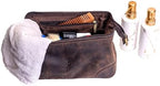 Leather Toiletry Bag – Where Elegance Meets Everyday Utility, Grooming Travel Pouch, Shaving Kit Toiletries, Leather Makeup Bag with Water resistant Lining, Men & Women (DARK BROWN)