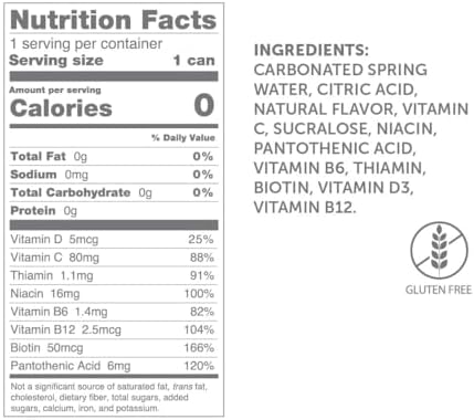 Get More Vits Multivitamin Sparkling Spring Water – Lemon & Lime, 12 x 330ml Cans – Sugar-Free, Low Calorie Vitamin Drink with 100% Daily Dose of Vitamin D, B-Vitamins & Vitamin C
