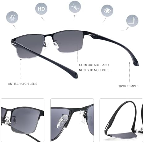 SKYOAK 2 Pack Premium Reader Sunglasses for Men with UV400 Protection Outdoors, TR90 Lightweight Tinted Reading Glasses Half Frame Design, Dark Lens Sun Readers & 2.5x - Not Bifocals