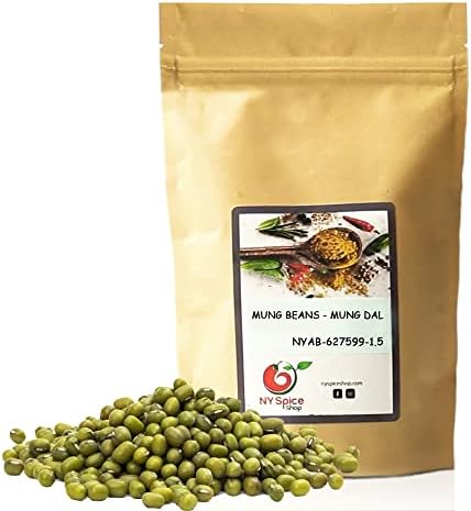 100% Natural Indian Mung Green Beans - Protein & Fiber Rich Moong Dal Whole Beans – Mung Beans Whole – Bean Sprouts - 1 Pound (1lbs) pack of Mung Dal by NY SPICE SHOP