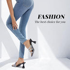 Women's Rhinestone Square Heeled Sandals Slip On Peep Toe Chunky Block Kitten High Heels Mules Slippers Slides Fashion Wedding Dress Backless Pump Shoes