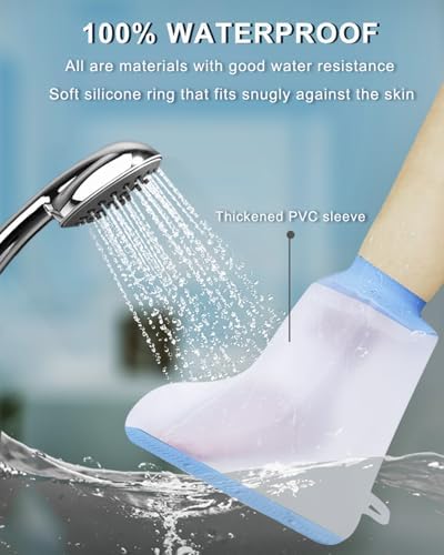 CureSquad Foot Cast Shower Cover with Non-Slip Bottom, Cast Cover for Foot, Waterproof Cover for Shower After Surgery, Soft Comfortable Ankle Cast Cover for Showering, Reusable Cast Protector