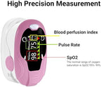 Kids Fingertip Pulse Oximeter for Children Age 2+, Blood Oxygen Saturation Monitor SpO2 & Pulse Rate, Fast Reading with Memory Function, Adjustable Brightness, Batteries Included, Pink
