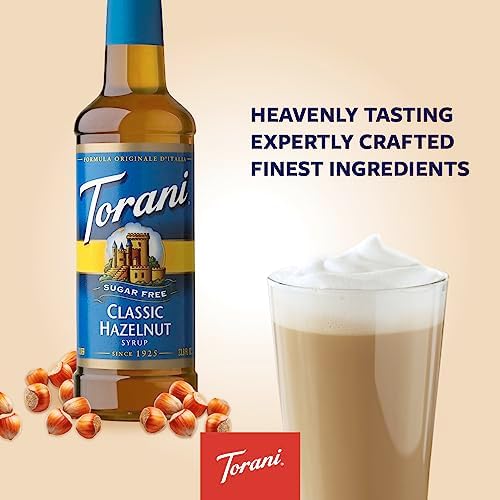 Torani Sugar Free Syrup, Classic Hazelnut, 25.4 Ounces (Pack of 4)