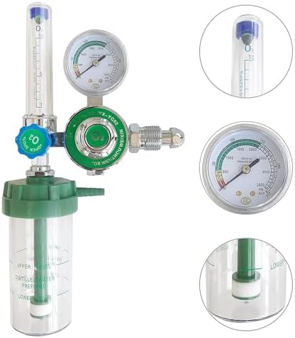 WX-YQ 02 Oxygen Pressure Gas Regulator Inhaler O2 Pressure Reducer Oxygen Gauge Flow Meter, Buoy Type Male Thread and Tube
