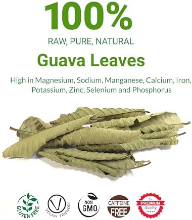 2.6oz Hoja De Guayaba, Dried Guava Leaf, 100+ Natural Guava Leaves, Aromatic Tea, Caffeine free, No Additives, Non GMO. By Akshit