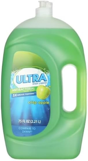 Ultra Dish Liquid, Crisp Apple Scent– Grease-Fighting Dish Soap, Concentrated Formula-75 fl oz