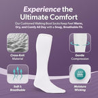 BraceAbility Walking Boot Sock Liners – (1 Pair) Replacement Medical Tube Socks for Under Orthopedic, Air CAM Walkers, Fracture Boots, and Surgical Foot Cast Shoes for Men or Women (Tall White)