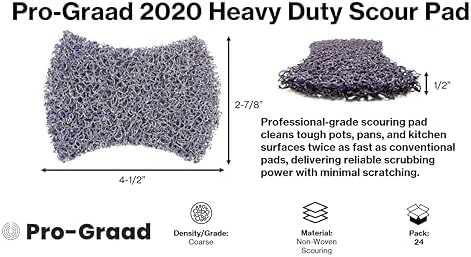 2020 Scouring Pad, 2.8” x 4.5”, 24 Pack, Professional Grade Heavy Duty Scour Pad, Bow-Tie Shape, 59033