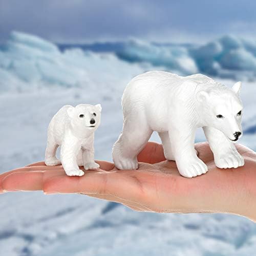 Sumind 12 Pieces Realistic Polar Animal Figurines Arctic Polar Animal Figures Set Includes 6 Bear and 6 Emperor Penguin Family Birthday Party Favor Animals 2026 VBS Set