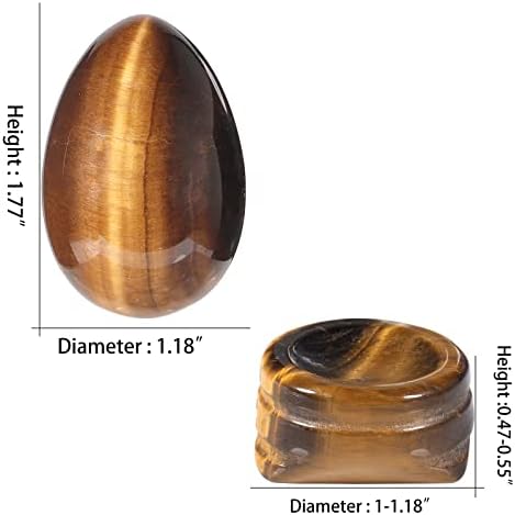 mookaitedecor Tiger's Eye Crystal Egg Polished Gemstone Figurines with Stone Stand