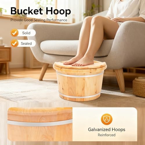 Wooden Foot Baths Foot Massage Barrel Thickened Soaking Tub for Relaxation Washing and Sauna Relaxation Wooden Foot Soaking Tub with Heat Retention