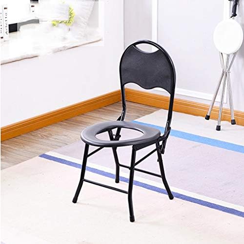Lightweight Potty Chair Bedside Commode Seat Pregnant Bath Stool Folding Portable Toilet for Seniors, Disabled with Non-Slip Leg Pad Max.80 kg