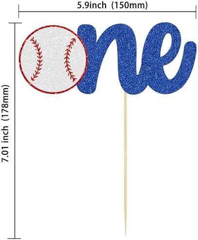 1 Pack Baseball One Cake Topper Glitter Sport Theme First Birthday Cake Decoration for Baseball Theme Kids 1st Birthday Party Cake Decorations Supplies