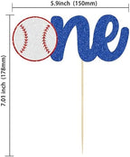 1 Pack Baseball One Cake Topper Glitter Sport Theme First Birthday Cake Decoration for Baseball Theme Kids 1st Birthday Party Cake Decorations Supplies