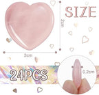 Patelai 24 Pcs Rose Quartz Heart Crystals Pink Heart Shaped Stones Natural Healing Worry Stones Mini Pocket Gemstone with Black Flannelette Bag for Women Mothers Day Anniversary Gifts Reiki Balancing