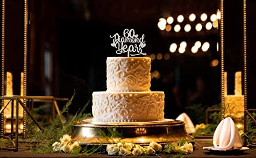 60 Diamond Years Birthday Cake Topper 60th Party Decorations Happy 60th Cake Topper for Anniversary Birthday Party Supplies