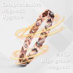 99.99% Pure Copper Magnetic Bracelet and Ring Set for Women, Heart Wire Design Adjustable Jewelry with 3800 Gauss Magnets, Elegant Gift Box