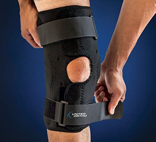 United Ortho Wraparound Hinged Knee Brace, Large, Black