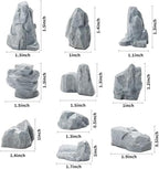 Warmtree 10 Pcs Diorama Rocks Fake Rock Miniature Stone Rock Statue for Diorama Supplies Micro Train Landscape Railway Sand Table Miniature Models Fairy Garden Accessories (Grey)