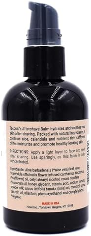 Taconic Shave All Natural Alcohol-Free Aftershave Balm for Men – Unscented Post-Shave Moisturizer for Sensitive Skin – Soothing Irritation Relief – Non-Greasy Formula – Made in USA – 4 oz