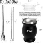 Cididu Yerba Mate Cup and Bombilla Kit, 8 Oz Yerba Mate Gourd, Double Walled Tea Cup Set, 304 Stainless Steel Traditional Mate Cup, Insulated Gourd Cup with Straw Lid and Cleaning Brush, Easy to Clean