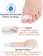 12 Pack Fabric Hammer Toe Corrector Straightener, Reusable Broken Toe Tape Buddy Straps Wraps Splints Lined with a Cushioning Latex Foam Layer for Crooked Bent Toes Support Protector(1 Inch Wide)