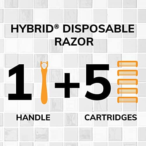 BIC Flex 3 Hybrid Disposable Razors for Men, Long-lasting 3-Blade Razors With Slim Head for Precision Shaving, 1 Handle and 5 Cartridges, 6 Piece Shaving Kit