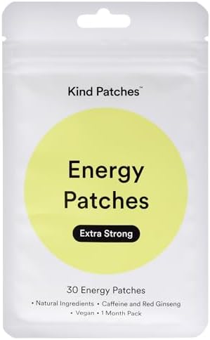 Kind Patches Energy Patches Extra Strong - Red Ginseng, L-Citrulline, and Guarana Extract - Vegan, Latex Free - 14 Count