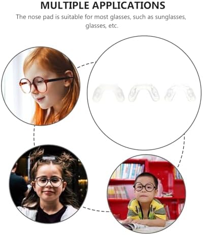 Silicone Nose Pads for Glasses: 5 Pairs Anti-Slip Soft U-Shape Replacement Nose Pads for Eyeglasses & Sunglasses, Fit for Kids Adults Low Bridge Nose