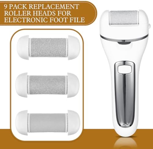 9 Pcs Different Replacement Roller Head for Electric Callus Remover Feet Pedicure Kit Care Foot Roller Refills Extra Coarse Regular Coarse Pedicure Tools for Dead Skin(White)