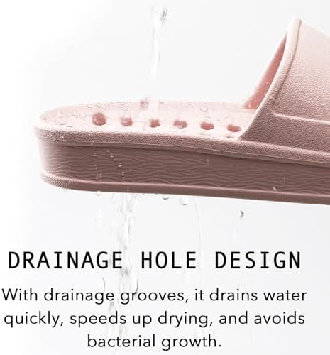 Shower Shoes for Women and Men with Drain Holes Massage Slide Sandals Soft Cushioned Anti-Slip Pool Slides Comfort Thick Soled Waterproof Gym Shower Shoes Quick Drying Bathroom Spa Slippers