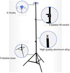 YJI Portable Collapsible IV Pole Stand, 4 Hook 3 Leg with Adjustable Height Display Stand Rack, Aluminum Alloy, 44 Lbs Load Capacity