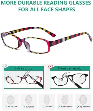 Eyekepper 4 Pack Ladies Fashion Reading Glasses - Stripe Design Small Lens Readers for Women Reading +1.75