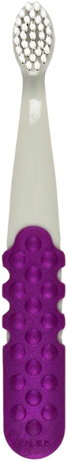 RADIUS Totz Plus Brush Kids Toothbrush Silky Soft BPA Free ADA Accepted Designed for Delicate Teeth & Gums for Children 3 Years & Up - PurpleGrey - Pack of 1