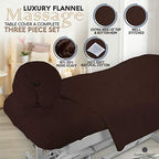London Linens Extra Thick 3 Piece Set Massage Table Sheets Set - 100% Natural Cotton Flannel - Includes Massage Table Cover, Massage Fitted Sheet, and Massage Face Rest Cover (Mocha)