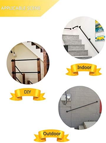 WRRAC-Shower Stool 3ft-20ft Wall Handrail Kit Black Pipe Basement Railing Elderly, Children Non-Slip Stair Hand Rail for Home Garden Corridor Lofts,440 lbs Capacity
