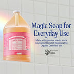 Dr. Bronner's Magic Soap Pure-Castile Liquid Soap (Rose, 32 Ounce) - Made with Regenerative Organic Certified Oils, 18-in-1 Uses: Face, Body, Hair, Laundry, Pets & Dishes, Concentrated, Vegan, Non-GMO