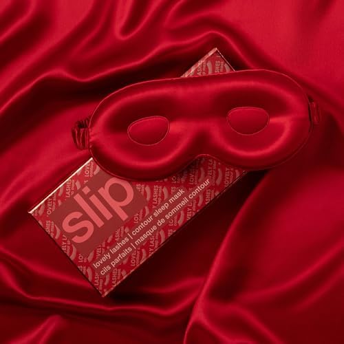 slip Pure Silk Contour Sleep Mask: Protect Your Delicate Lashes with Our Innovative, Lash-Friendly Design. Experience Uninterrupted Beauty Sleep with Slipsilk™ Comfort, 1 Contour Mask, Scarlet