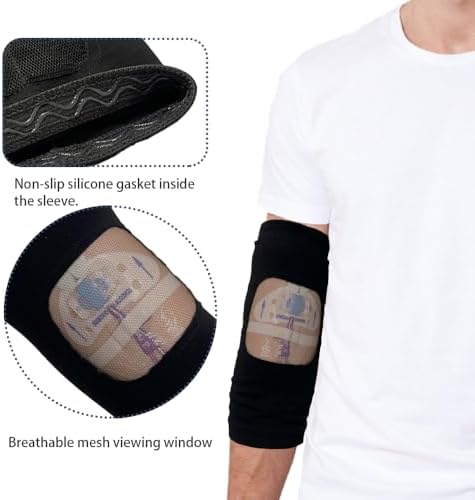 PICC Line Cover with Mesh Viewing Window, Upper or Lower Arm Line Protective Sleeve, Non-slip Silicone Gasket Inside, Comfort Cast Protector, 1 PCS (S)
