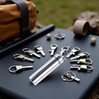 Silver Small Portable Pill Box Keychain, Aluminium Alloy Mini Pill Organizer Case Container for Purse,Waterproof Metal Pill Holder Medicine Bottle for Outdoor Camping Travel Pill Box