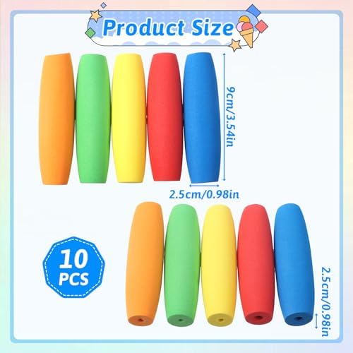 10 Pcs Foam Grip Tubing Handle Built up Tubing Padding Grips No-Cut Utensils Adaptive Grip Pens Foam Tube Cutlery Grips Comfort for Disabled and Elderly