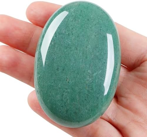 LAIDANLA Green Aventurine 2.4" Large Palm Stone Healing Crystals Natural Gemstones Calming Effects Energy Balancing Reiki Polished Worry Stone Cleansing Protection Anxiety Stress Relief Therapy 1PC