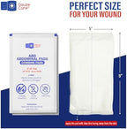 GauzeCare Sterile Abdominal- ABD Combine Pads| 50-Pack, 5 x 9 Inches| Extra Absorbent & Thick, Individually Wrapped Wound Dressing, First Aid Pads| Surgical-Grade, Nonstick- for Heavy Leakage, Post Op