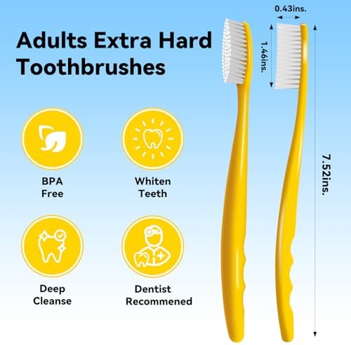 Huge Head Toothbrush Hard Toothbrushes for Adults Hard&Firm Toothbrush Bristles BPA Free Oral Care 4 Packs