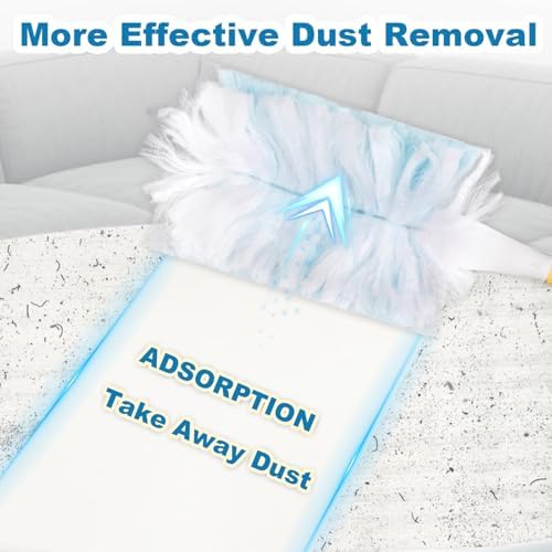 30 pcs Duster Refills Heavy Duty Disposable 180° Dusters Kit Electrostatic Multi-Surface Replacement with 1 Handle for Cleaning Kitchen Blue