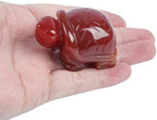 Carnelian Gemstone Turtle Crystal Statue, 2 Inches Natural Palm Healing Stone Carved Figurine Home Decor