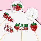 60Pcs Strawberry Sweet One Cupcake Toppers,Glitter 1st Birthday Berry Cupcake Picks for Fruit Baby Shower Cake Decorations