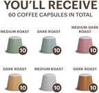 G GRANA Coffee Pods, Compatible with Nespresso OriginalLine, 60 Count, Medium and Dark Roast Espresso, USDA Organic 100% Arabica Single Source Specialty Coffee, Compostable Capsules, Variety Pack
