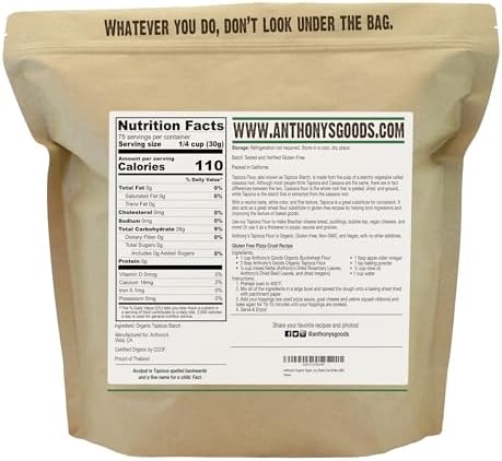 Anthony's Organic Tapioca Flour Starch, 5lbs, Gluten Free & Non GMO